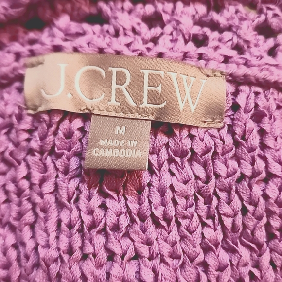 J. Crew Purple Sleeveless High Neck Textured Pointelle Sweater Tank Sz: Medium - Picture 5 of 5